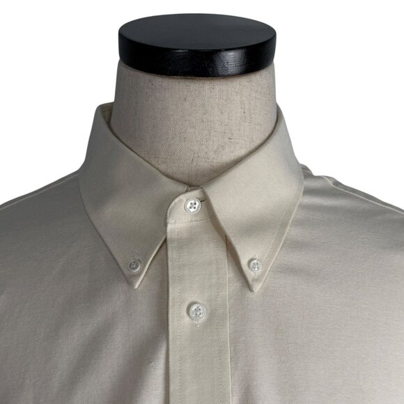 Stafford Wrinkle-Free Button Down Short Sleeve Dress Shirt Cream Oxford 90's XL - Picture 7 of 7